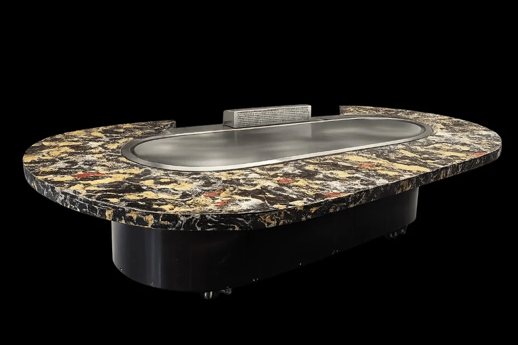 Round Teppanyaki Table — Marble Surface Finish